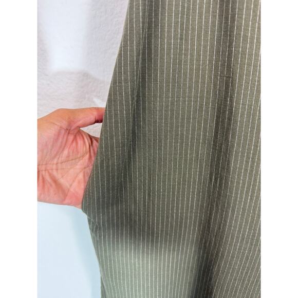 NWT Uniqlo Linen Blend Stripe Jumpsuit Olive Sz M Relaxed Waist Ribbon - Picture 8 of 11